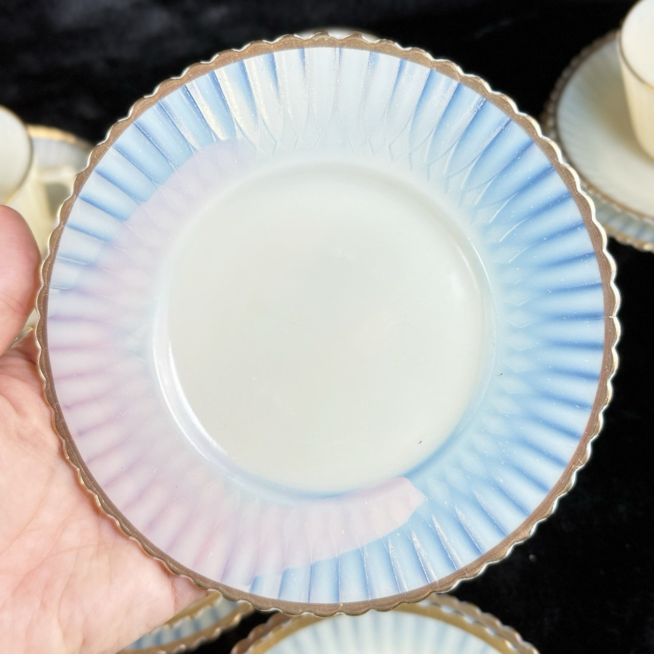 Macbeth Evans American Sweetheart Monax Milk Glass Tea Set 6 Cups Saucers Creame7