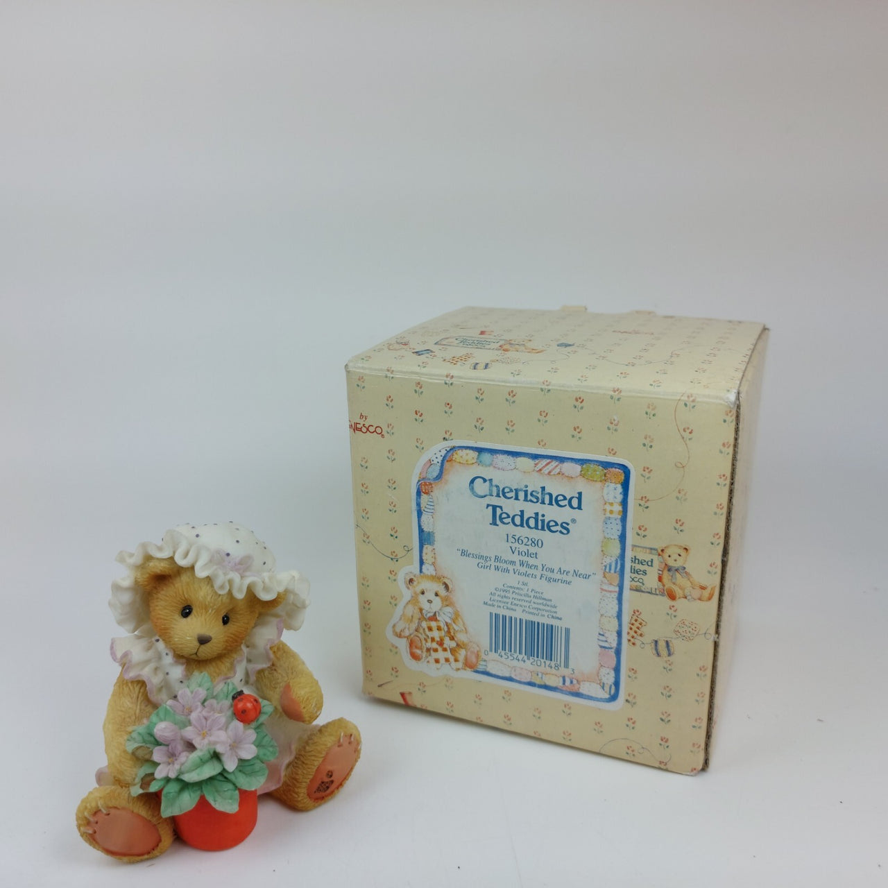 Cherished Teddies Violet -'Blessings Bloom When You Are Near' Collectible 3"4