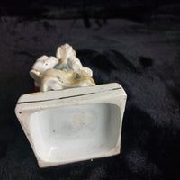 Thumbnail for Antique Staffordshire Figurineâ Woman bluescarf , holding Teapot Painted 1880.9