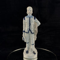 Thumbnail for Antique Porcelain decor Colonial Man Figurine White Blue Glaze 11