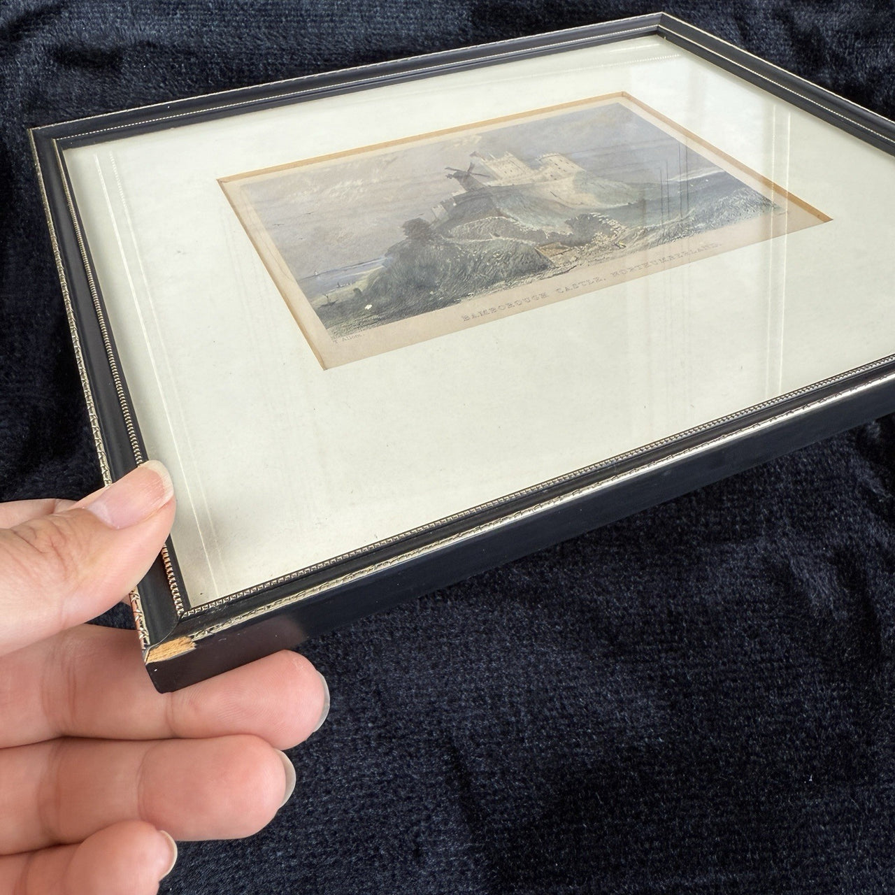 Pair Antique c.1830s Thomas Allom Engravings pr Bamborough & Holy Island Castle.17