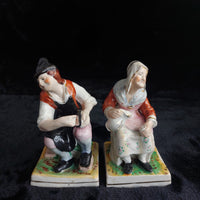 Thumbnail for Antique Staffordshire decor Figurines Seated Couple classic Pair 906g  see pics1