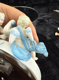 Thumbnail for French Antique Style Porcelain Mirror with Cherub Figurines repaired leg Gilt9