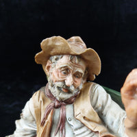 Thumbnail for Original Merli Bruno Figurine Capodimonte Italy old Man on Bench with Squirrel19