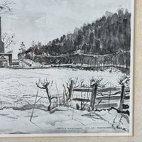 Thumbnail for 1947 Watercolour Brickworks by E. McCloud Framed Industrial Landscape Painting3