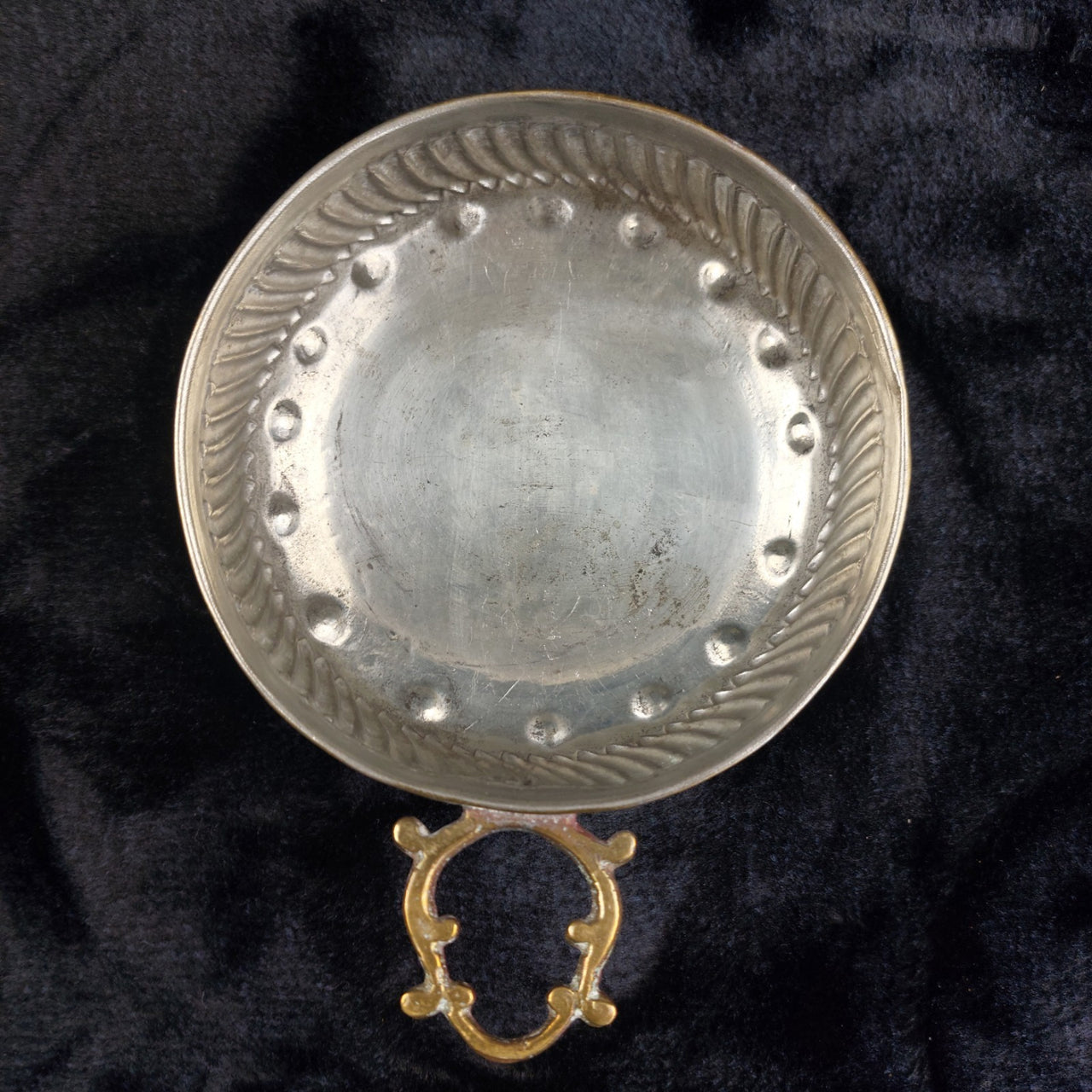 French Brass Wine Tester Good Worn Condition 5" Diameter Vintage Tasting Cup1