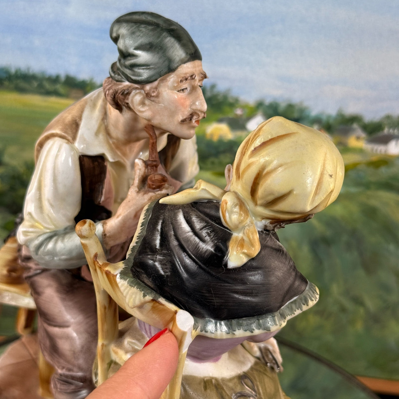 Fuji Figure Porcelain Couple Scene Large Figurine 9.5in display decor bookshelf13