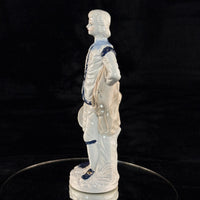 Thumbnail for Antique Porcelain decor Colonial Man Figurine White Blue Glaze 11