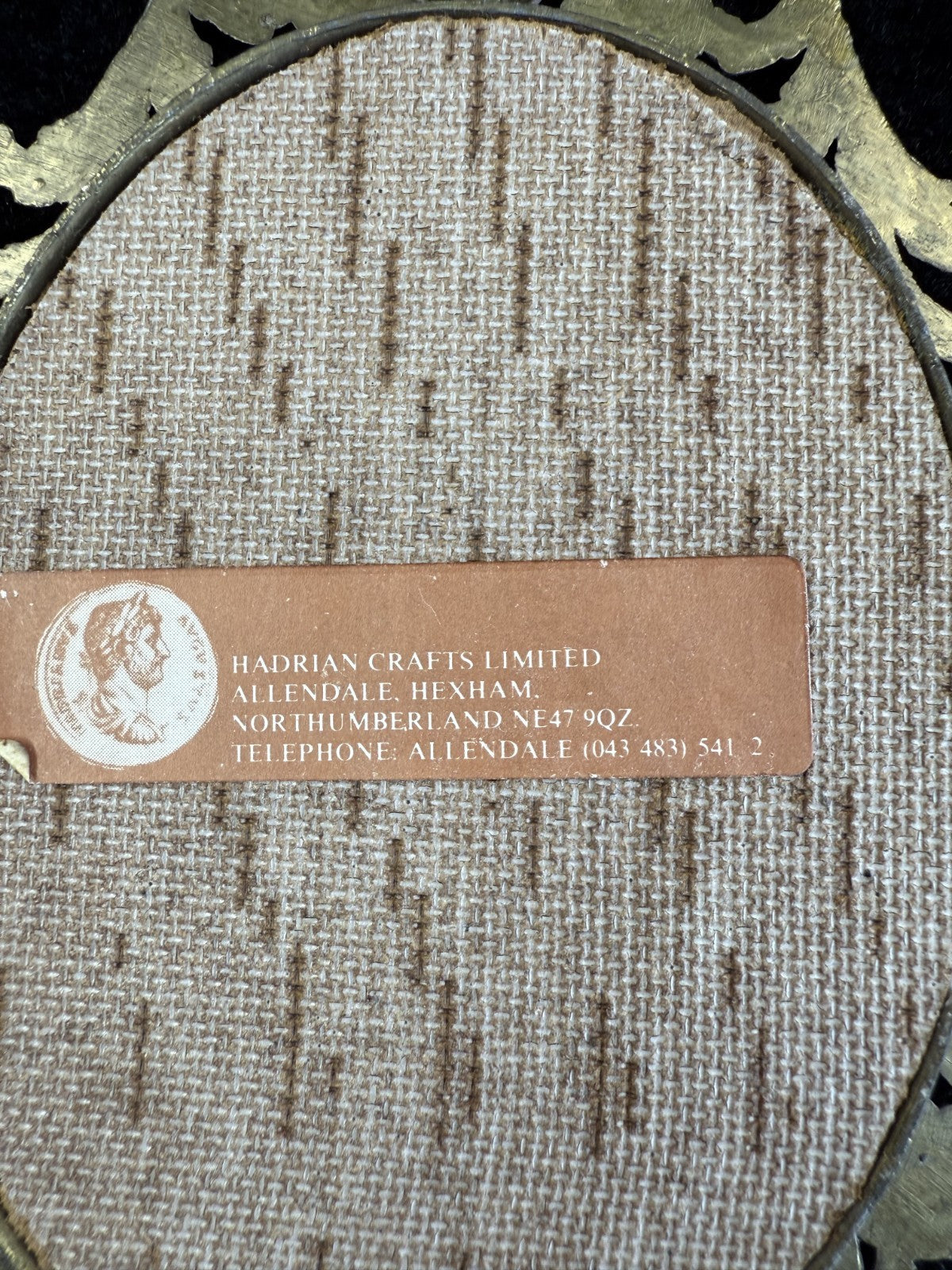 Italian Vintage/Antique Brass Oval Frames with Fabric Prints - Set of 3 Italy10