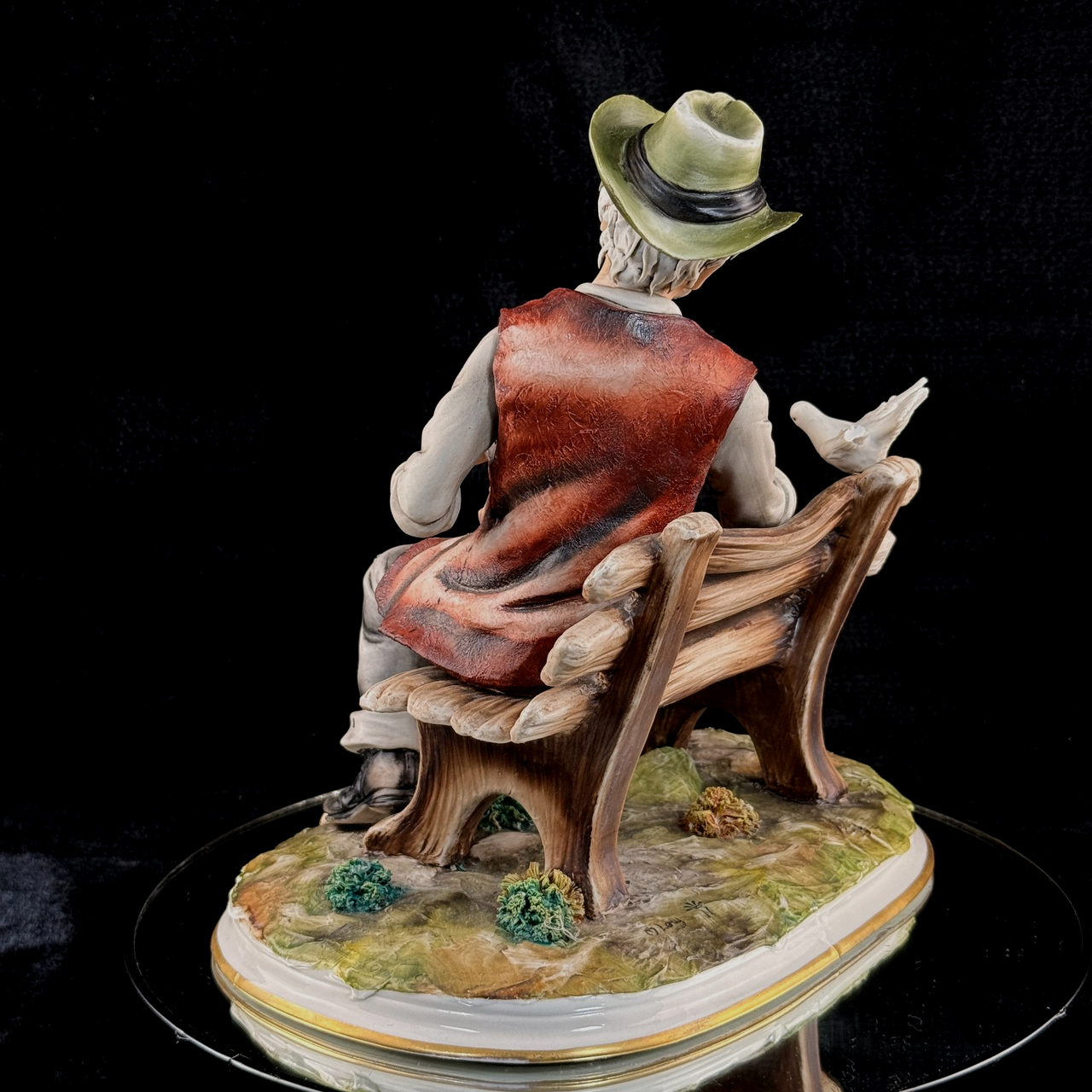 Capodimonte M. Figurine Lory Man With Doves – Signed – 13" Hand Painted bird see7