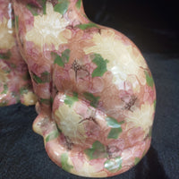 Thumbnail for Rose Park Cat Pair Good Floral Crackle Glaze 8.5