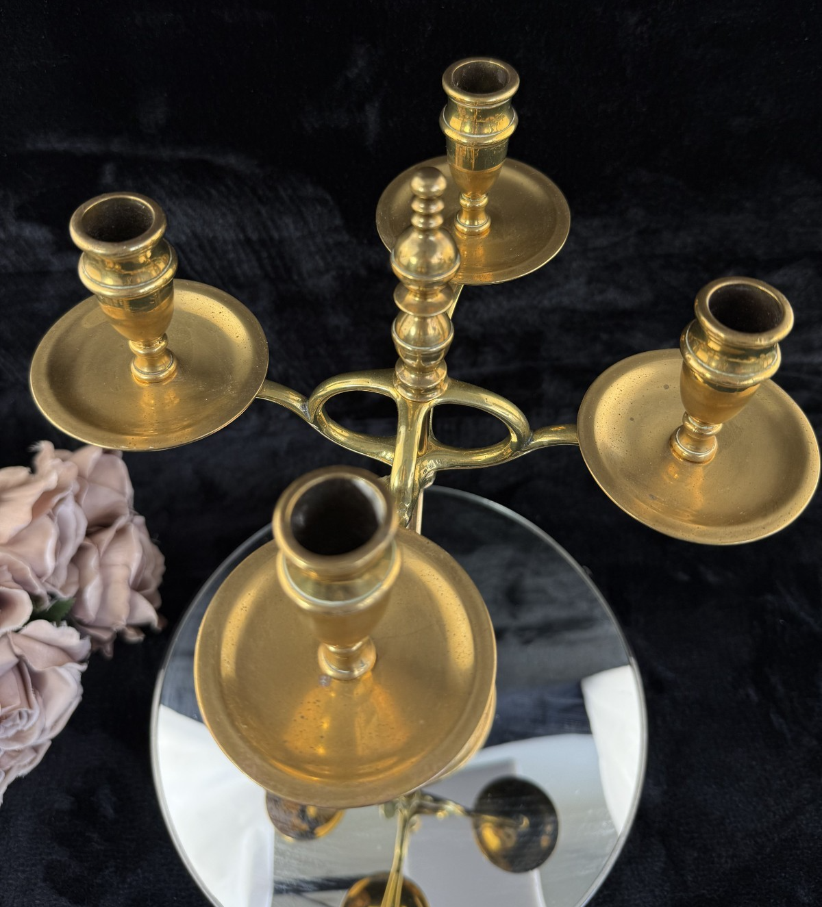 Vintage Brass Candelabra  Four Arm Candlestick Holder8