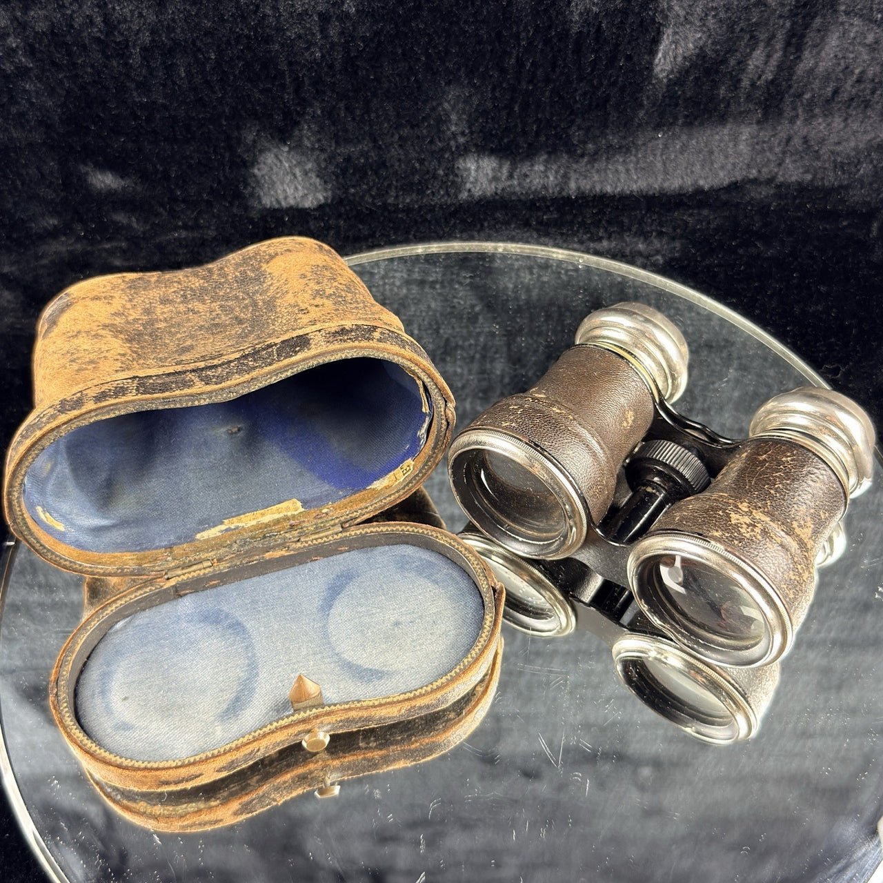 Antique Opera Binoculars Glasses Leather Case Early 1900s home Collectable10