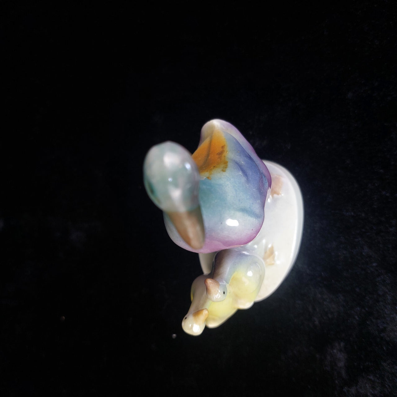 Antique Porcelain Duck Figurine Iridescent Pastel Trio – Foreign Mark 7, 4" Tall3