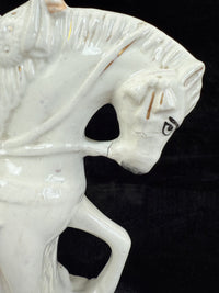 Thumbnail for Antique Porcelain Staffordshire Cavalier- Horse Figurine Pair decor see one head22
