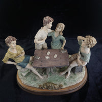 Thumbnail for Very Large Capodimonte figurine 'The Card Players' Friends group pics see decor6