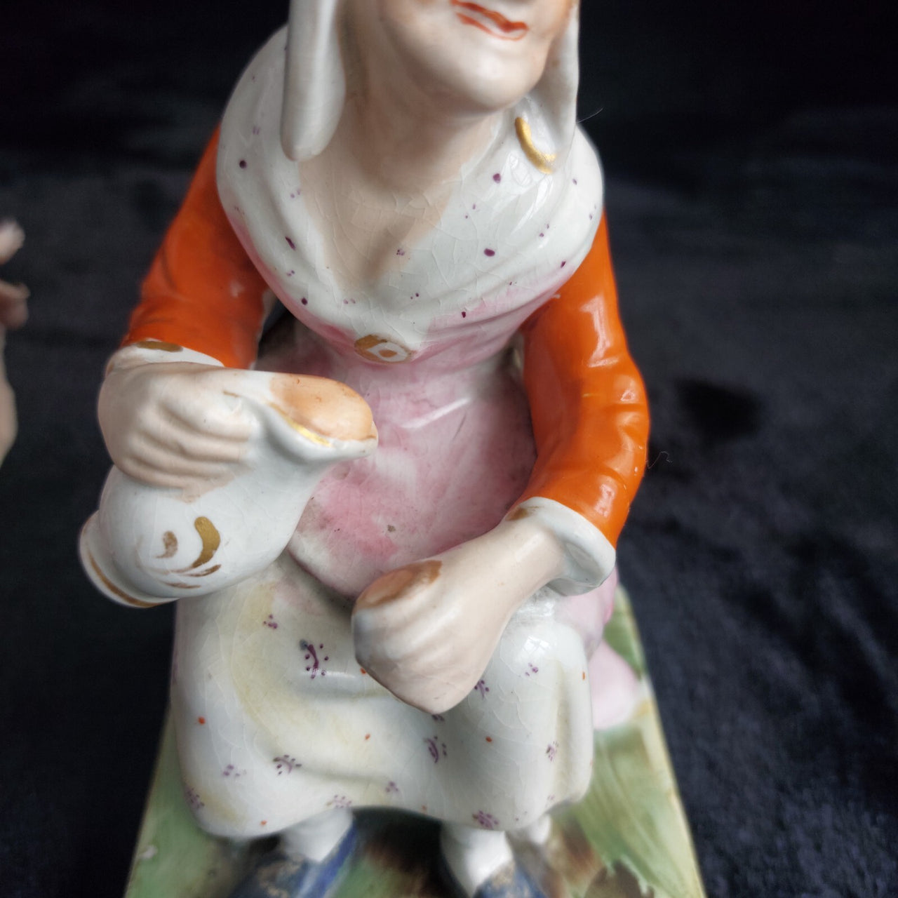 Classic Staffordshire Figurine 6.5" Seated Woman Jug Pink Apron antique Medium3