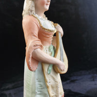 Thumbnail for Antique 15in German Bisque Figurine Lady Mandolin Musician Hand Painted Gilt13