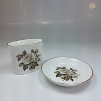 Thumbnail for Royal Worcester Bone China Oval Spill Vase Pin Dish Set Floral Gilt Boxed decor2