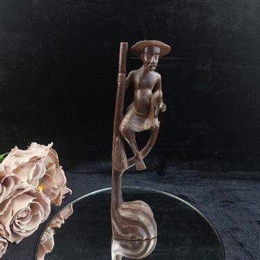 Sri Lankan Wood Statue Acceptable – Stilt Fisherman Sculpture Hat Broken0