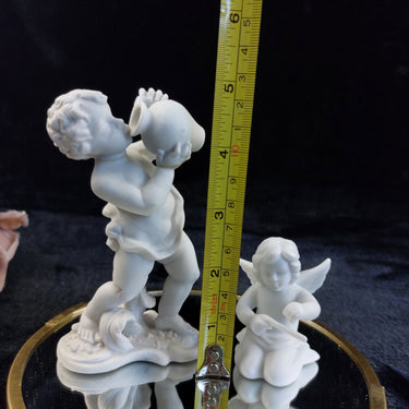 18th century Paul Pfuert StudioHaus Cherub Pair 5in White Bisque Figurine antiq1