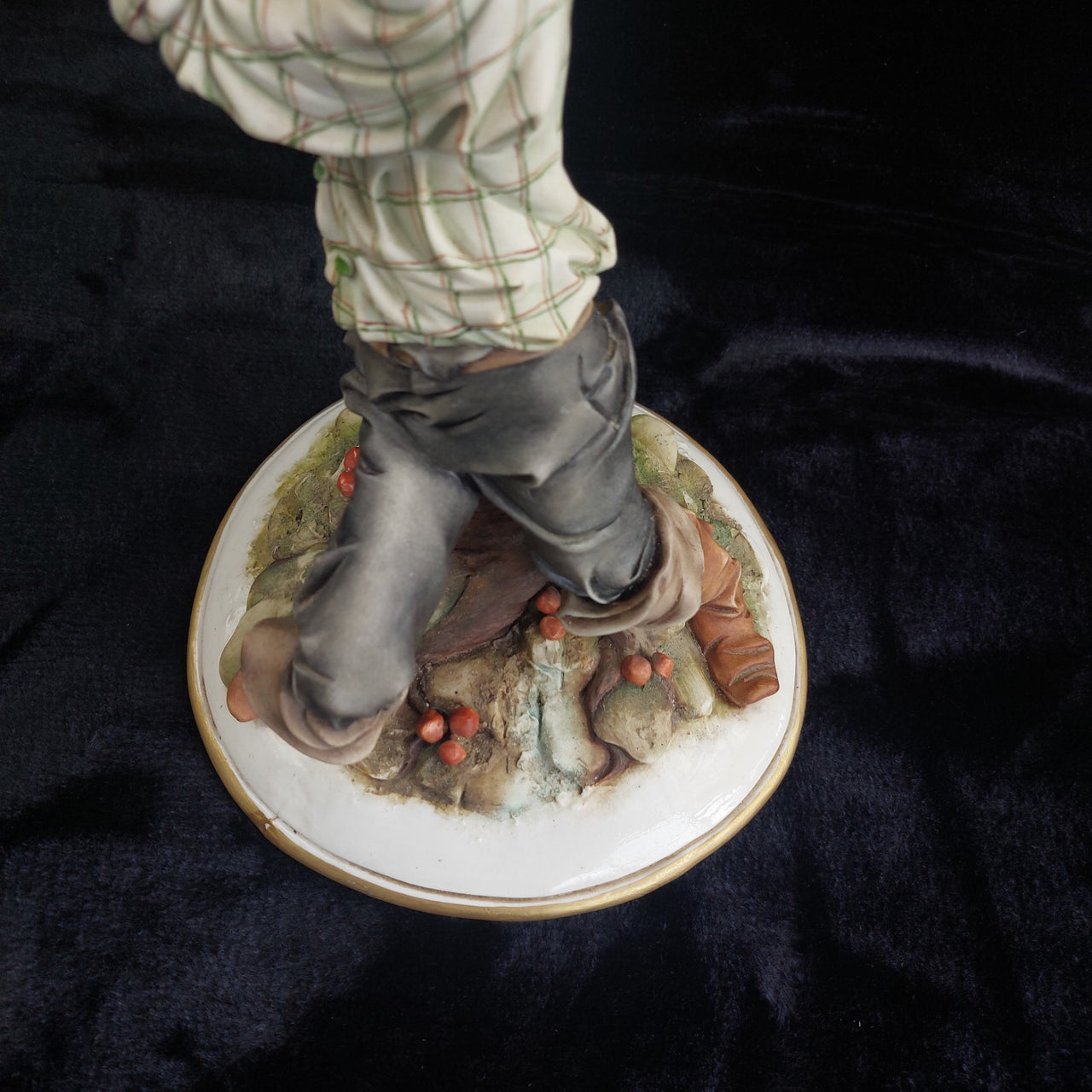 Ades Fisherman Signed Capodimonte Porcelain Figurine 17"Tree Base Italy pics see11