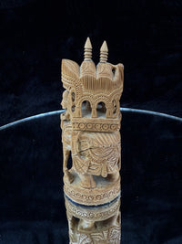 Thumbnail for Hand-Carved Wooden Elephant Figurine, with Rider and Howdah, decor Intricate5