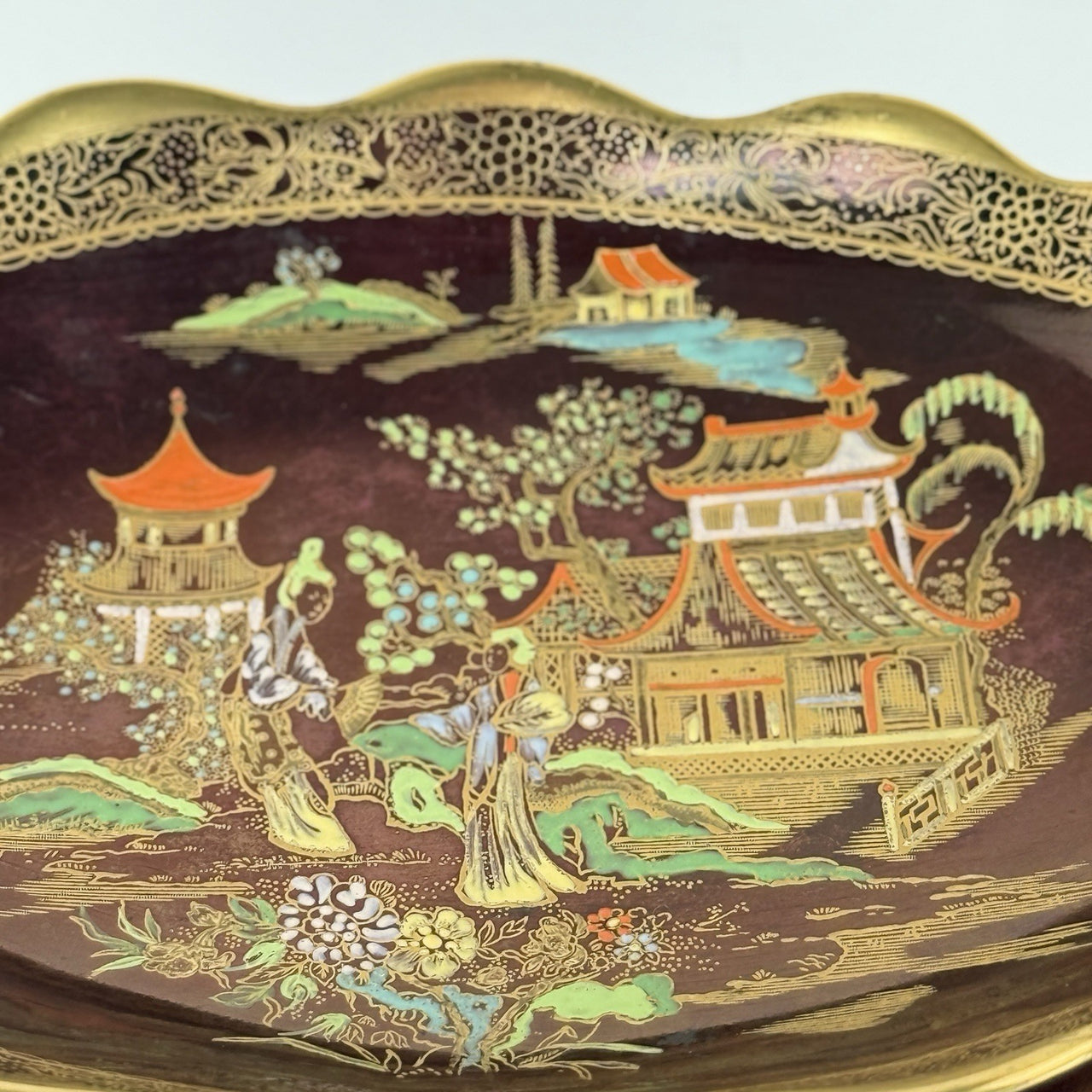 Carlton Ware Rouge Royale Oval Dish Gilded Oriental Dish Gold Trim China Plate2