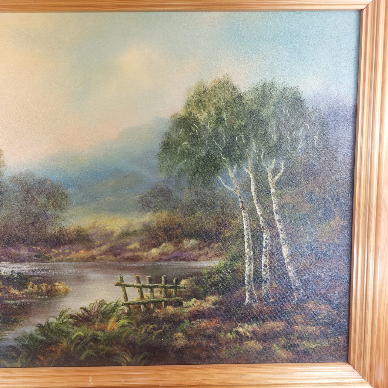 Original Oil on Canvas River Painting – Signed by E. Walker, Landscape See Pics13