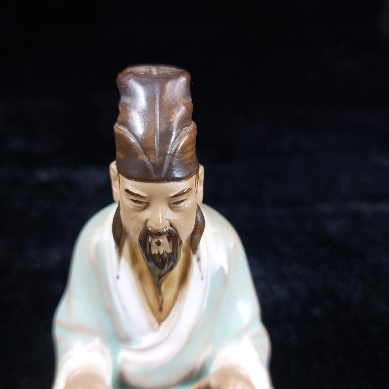 Chinese Clay Scholar Playing Guzheng Decoration   Figurine  - Feng Shui decor2