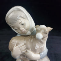Thumbnail for Nao by Lladro Girl Figurine Spain Holding Lamb Animal Farm bookcase decor Lladró7