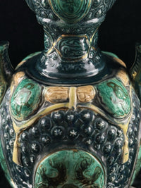 Thumbnail for Romano Majolica Style Ornate Green Vase Glazed Ceramic 15” Antique Vase6