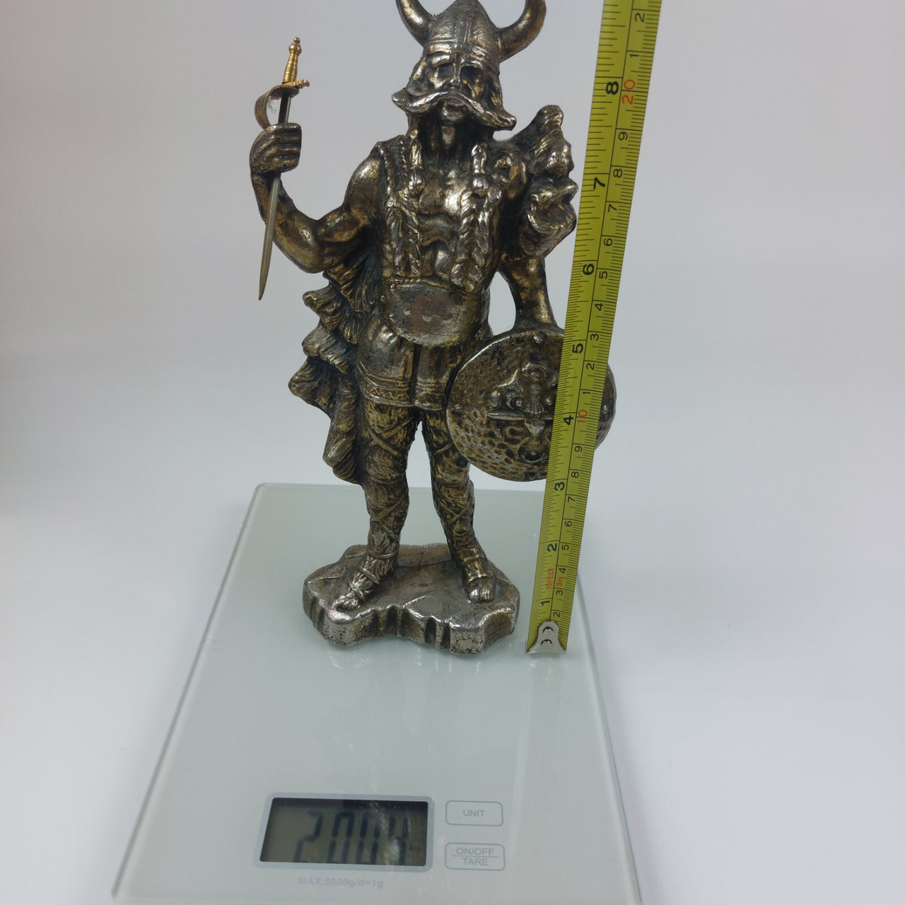 Brass Viking Warrior Figurine Vintage  2kg  with Shield and Sword   9" (23 cm) 14