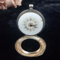 Thumbnail for 1800's antique Continental Silver Ladyâs Fob Watch Enamel Dial Ornate needs re5