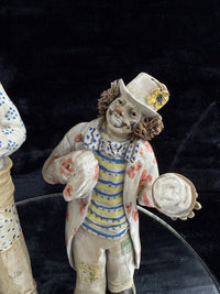 Thumbnail for Rare Signed Art Pottery Clay Clowns Figures - Pair by JR Figurine Italy Medium d7
