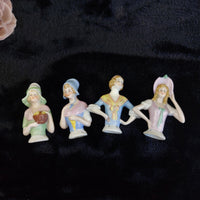 Thumbnail for Porcelain Doll Half Lot of 4 Foreign Marked Hand Painted Figurines 3in Worn17