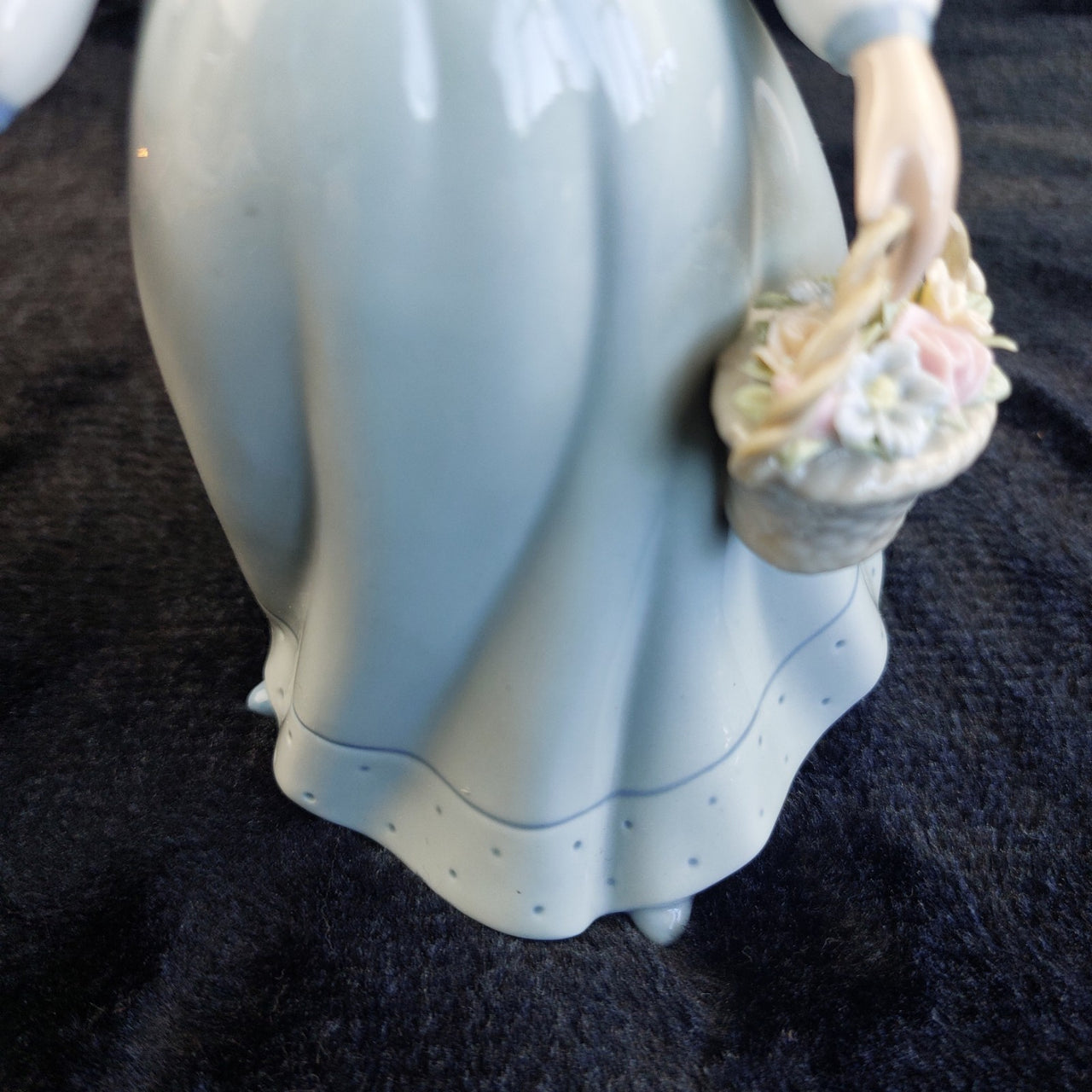 The Leonardo Girl Collection with Basket Blue Dress Figurine 7" Porcelain Flower7