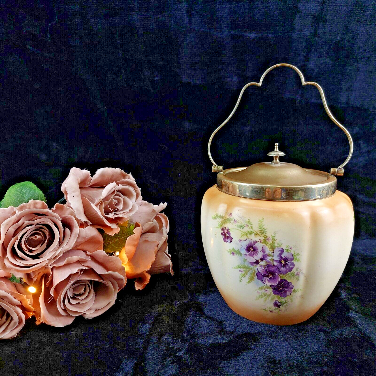 Antique Crown Devon Ware Jar cookie 1912-1930s    S.F. & Co. Stoke-on-Trent  0