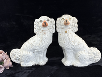 Thumbnail for Antique Porcelain Staffordshire King Charles Spaniel Figurine Pair Victorian dec5