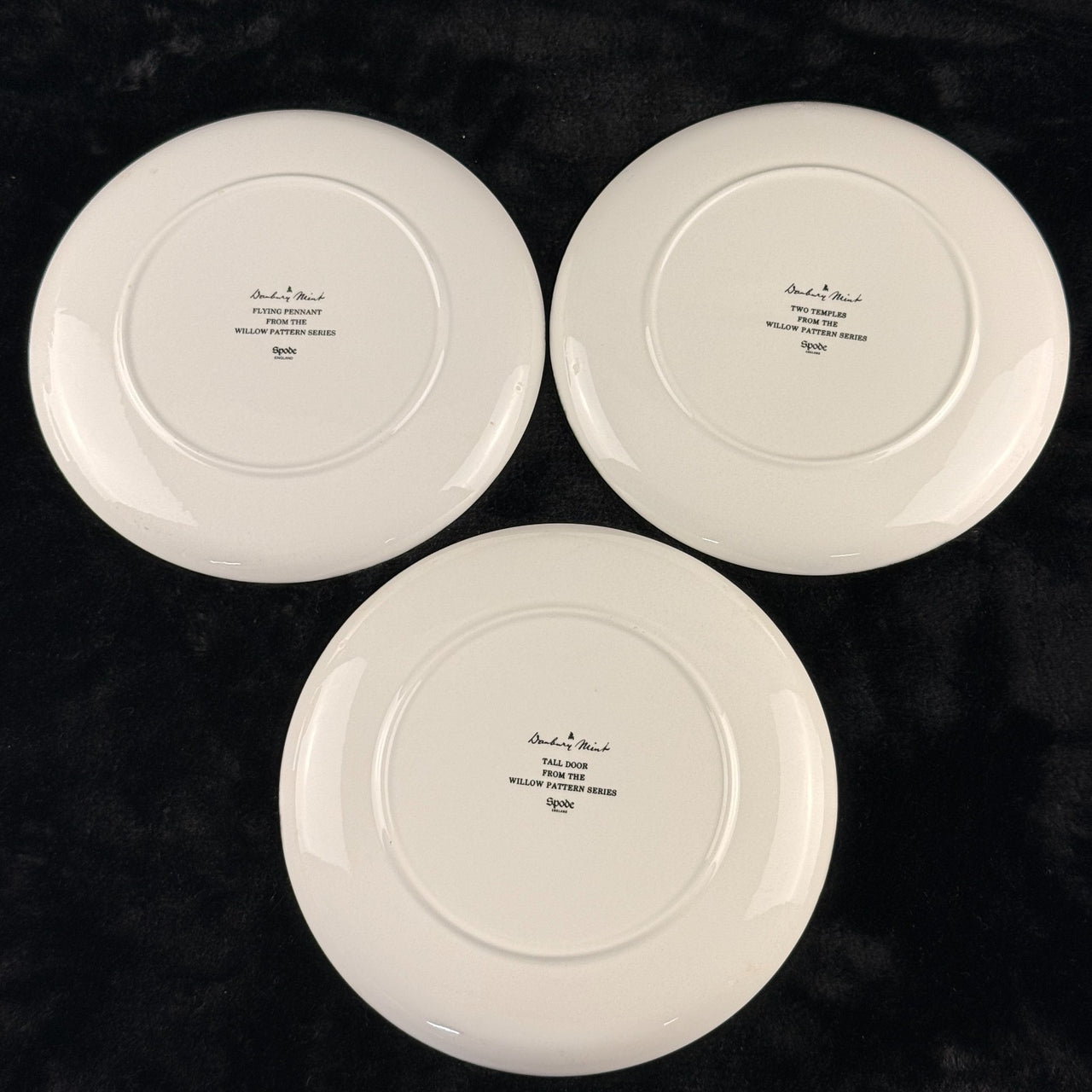 Spode Mint Danbury Willow Pattern Plates x3 – Blue & White Collector antique Set8