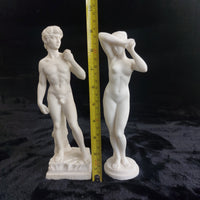 Thumbnail for Michelangelo David & Female Nude Sculpture Pair – 9.5