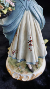 Thumbnail for Capodimonte sign lady Figurine by Irene Tuzzi Flowers Basket 10