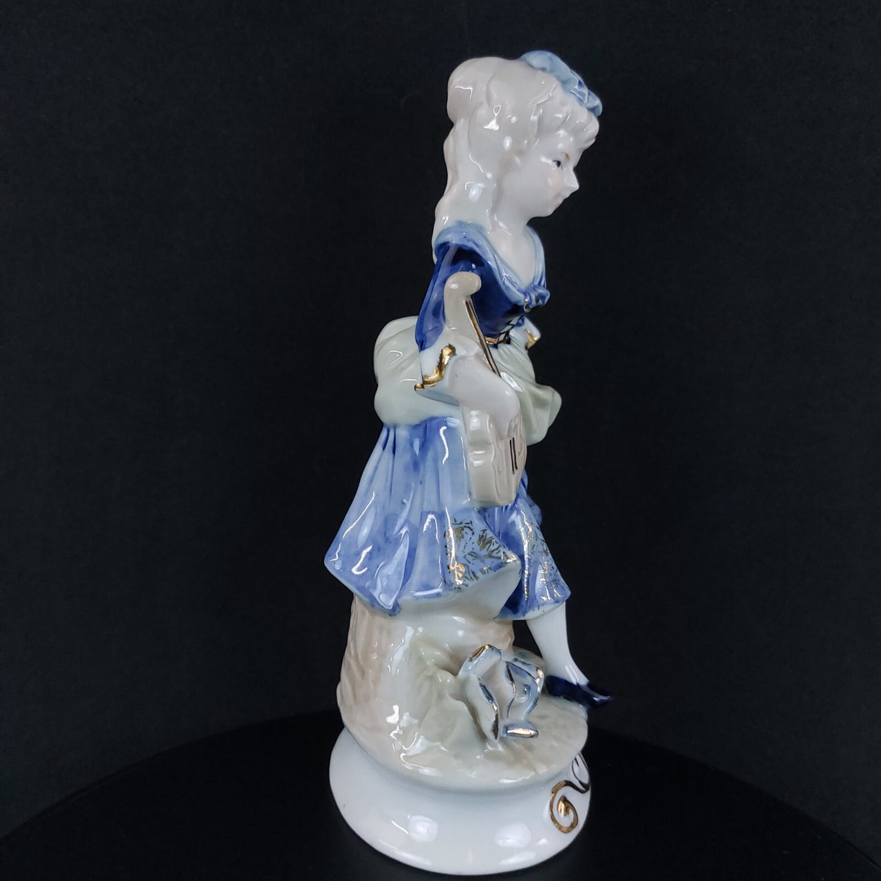 Vintage Porcelain Foreign Lady Musician Figurine 6.5" Ceramic Art Deco Style dec4