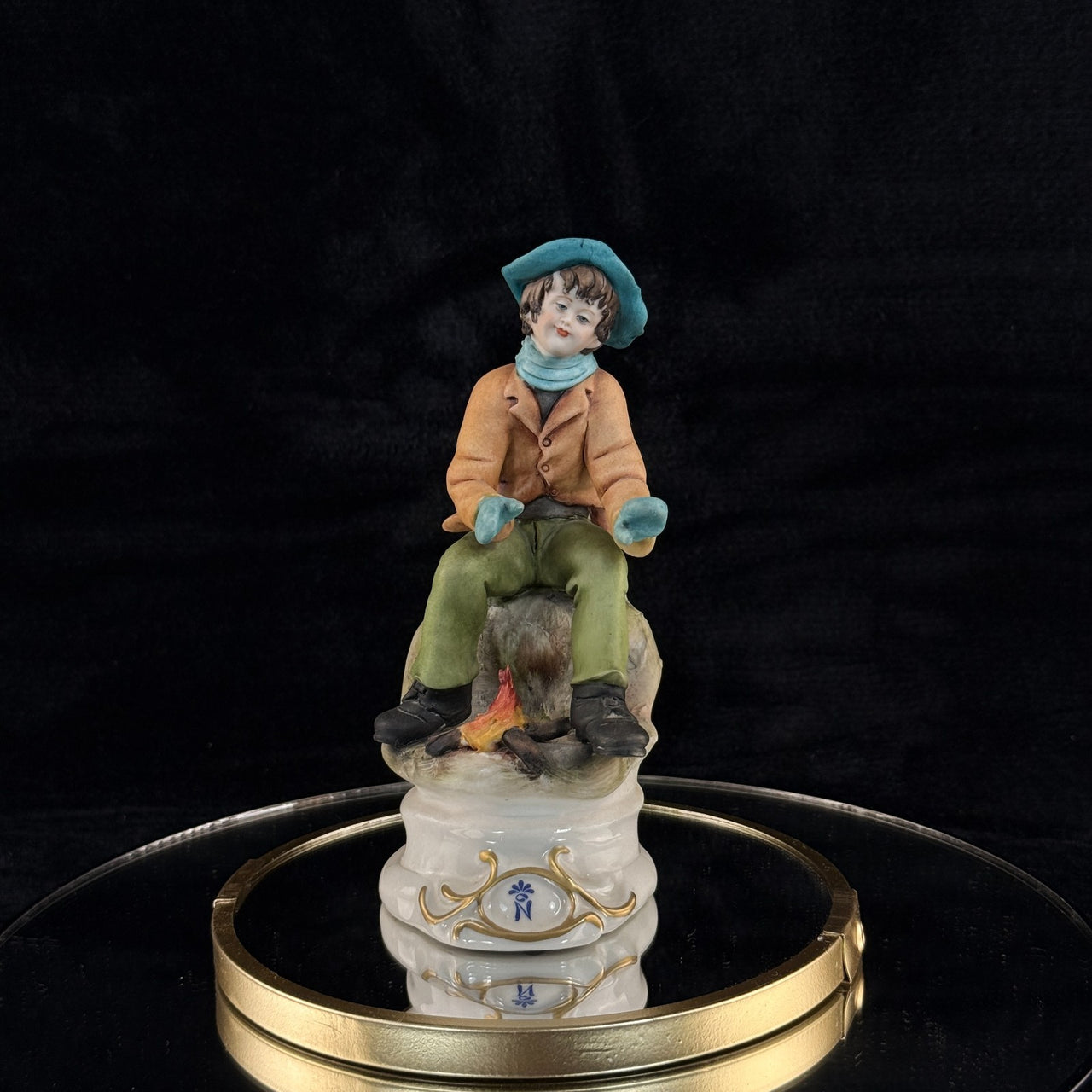 Rare Napoleon Capodimonte Figurine Boy by Giacomo Campfire Porcelain Italy gift1