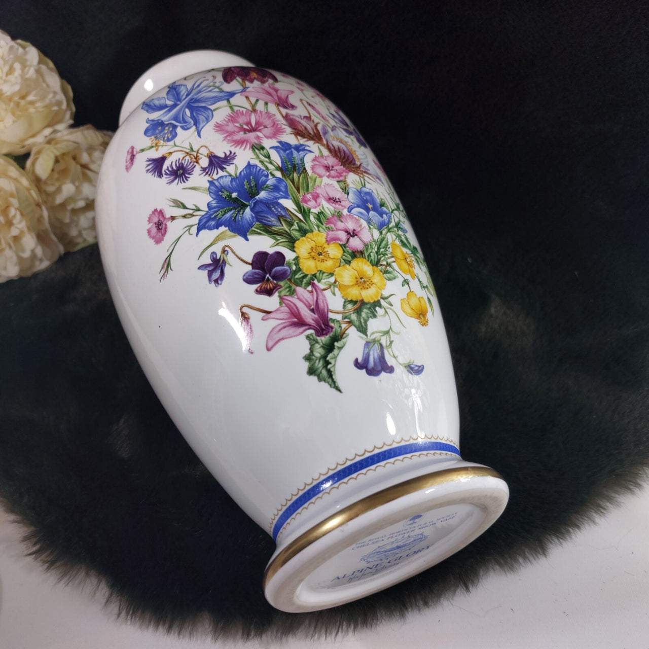 Franklin Mint Glory Alpine Chelsea Flower 1991 Large porc Vase Marjorie Blamey.6