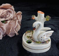 Thumbnail for Antique staffordshire Swan Victorian Spill Vase Porcelain 4.5