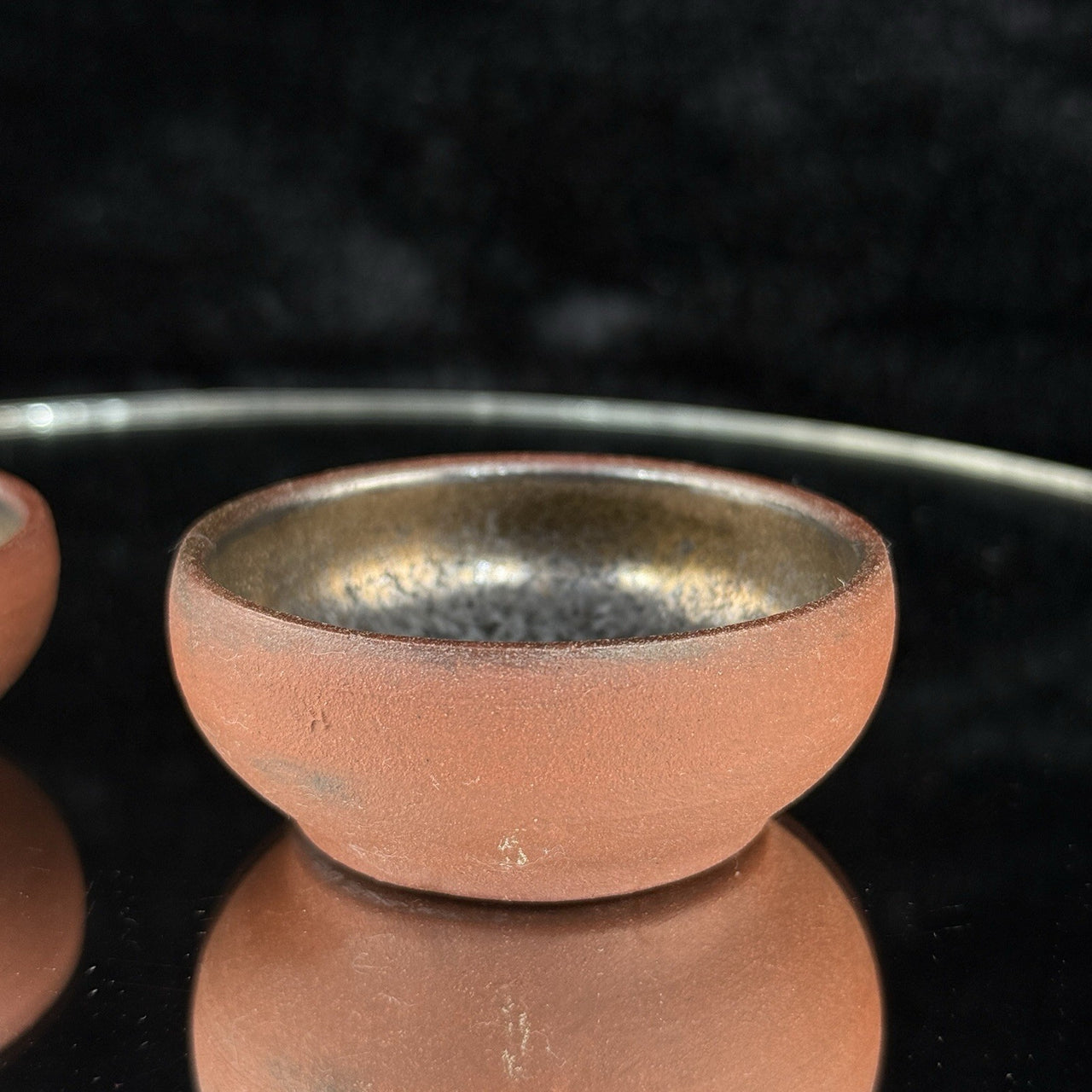 Japanese Tokoname Style Yunomi Cups Tea Set of 2. 2.5” Wide Clay Rustic Glazed3