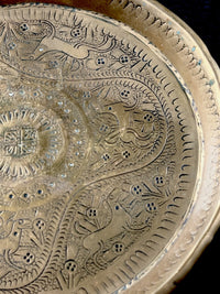 Thumbnail for Antique Middle Brass Eastern Plate Hand Etched Islamic Design Deer Pattern Tray4