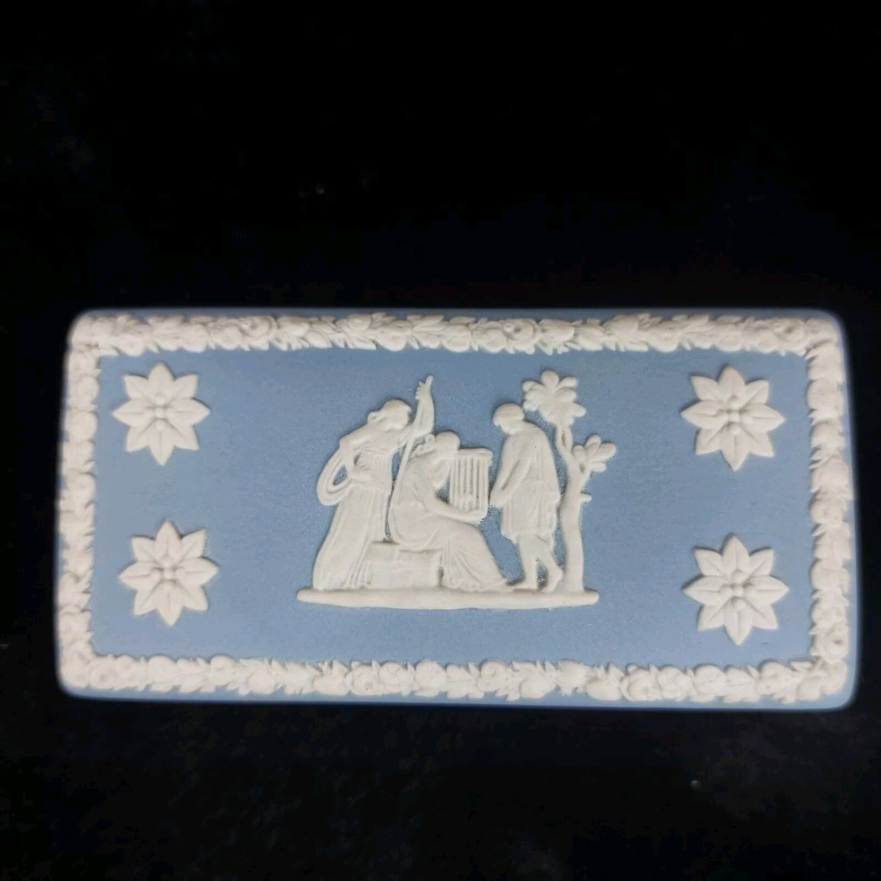 Wedgwood Blue Jasperware - Trinket Box & Plate Set Rectangular Pottery/ Ceramic2