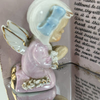 Thumbnail for Vintage Ceramic Angel Praying by Lord’s Prayer Book Pink Planter Gift 5”Figurine8